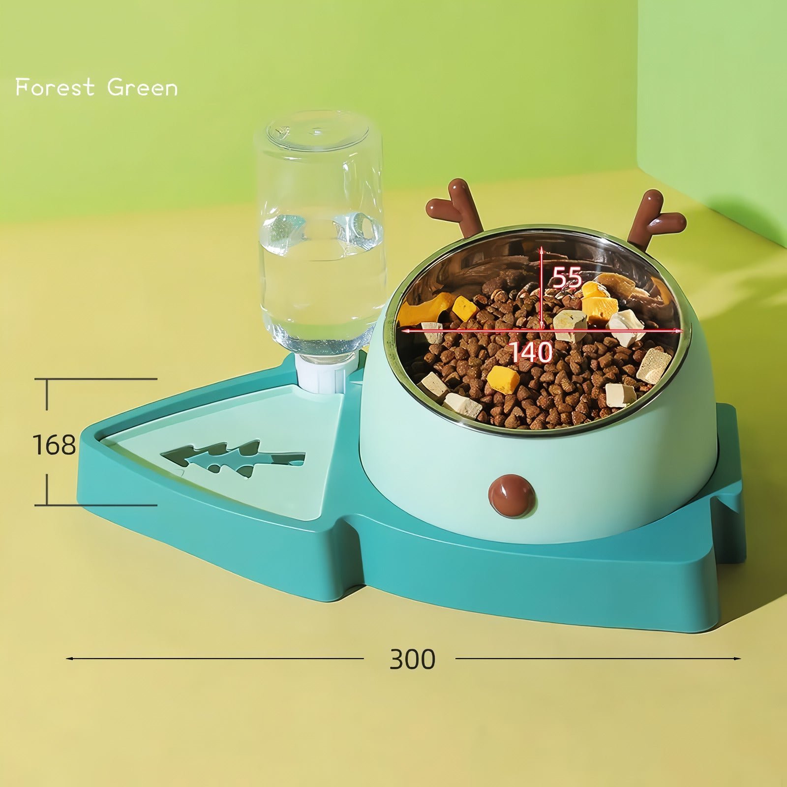 Anti-Overturning Double Pet Bowl with Water Dispenser - Image 2