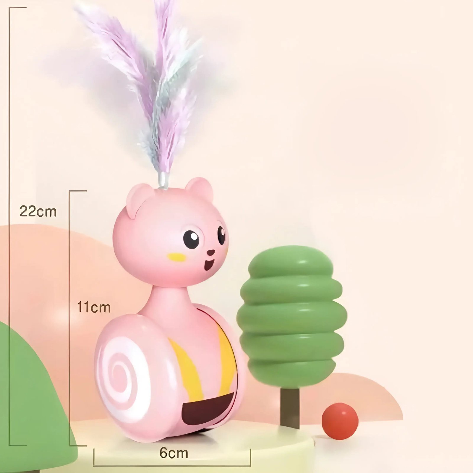 Interactive Cat Tumbler Toy with Feather and Ball - Image 3