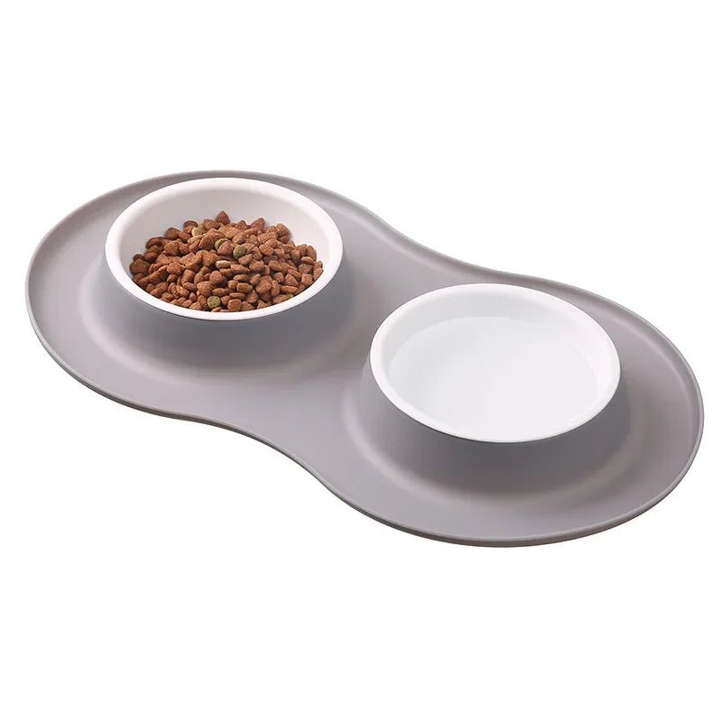 Anti-Splash Double Food Bowls for Large Dogs with Silicone Mat - Image 3