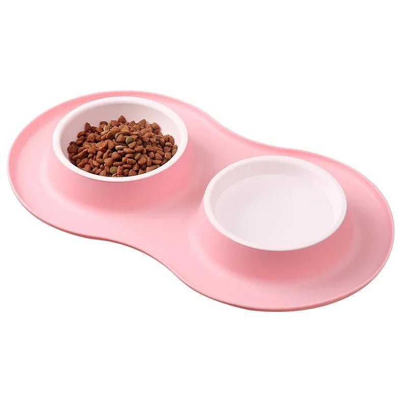 Anti-Splash Double Food Bowls for Large Dogs with Silicone Mat - Image 2