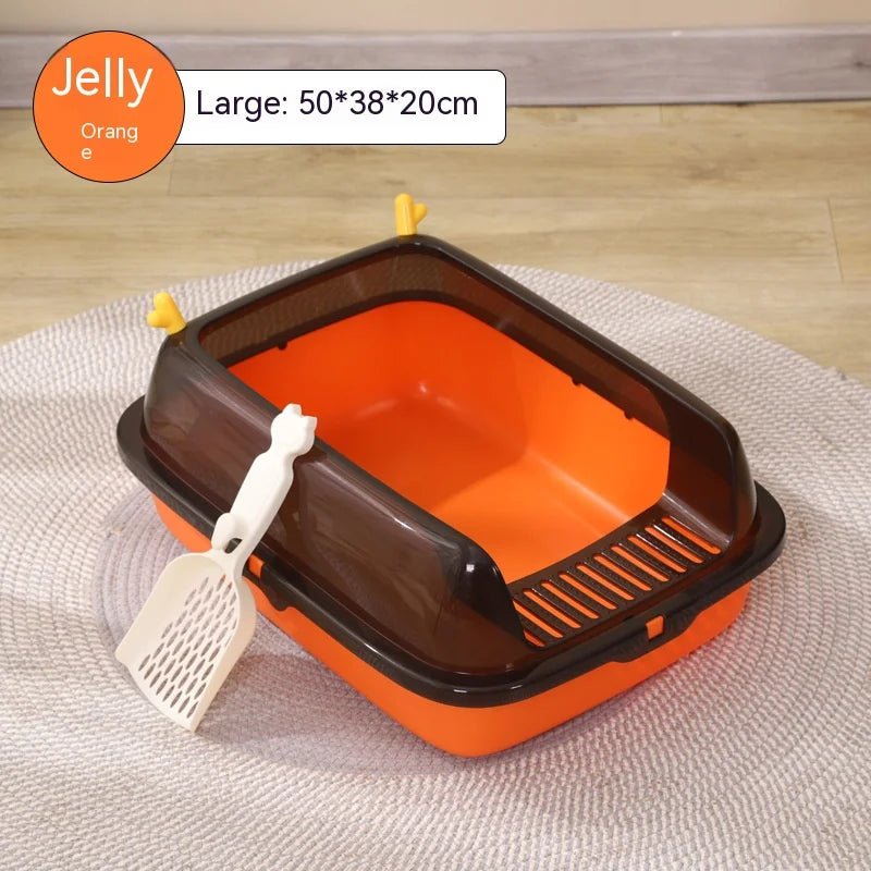 Litter Box Oversized Spatter-Proof Semi-Enclosed Cat Toilet with Detachable Antler - Image 2