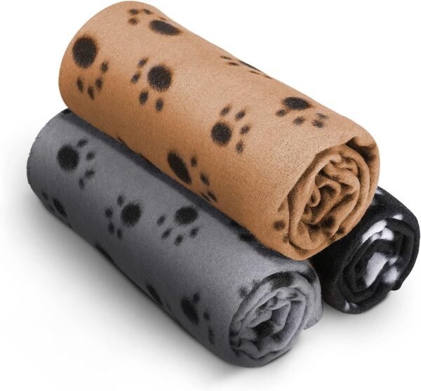 FurDreams 3 Pack Machine Washable Pet Blankets - Luxury Soft Flannel Fleece Throw - Dog Cat Hamster Guinea Pig Rabbit Fur Baby - Soft And Breathable,...