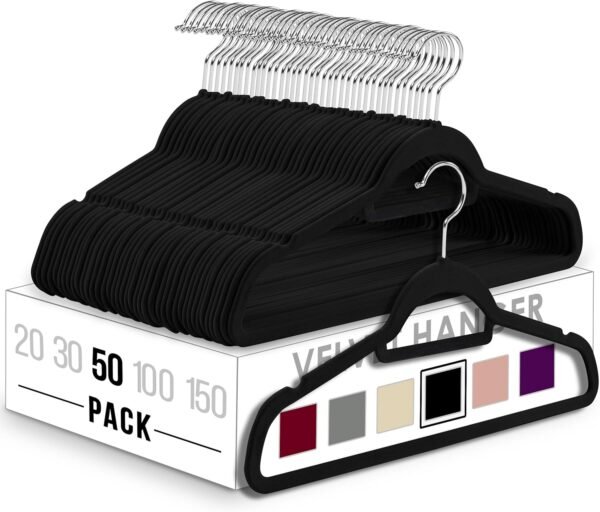 Utopia Home 50 Velvet Suit Hangers - Heavy Duty Velvet Clothes Hangers - Premium Non-Slip Hangers for Clothes - 360 Degree Swivel Hook Coat Hangers Adult -...